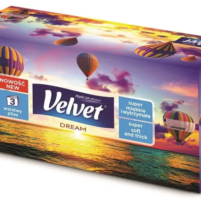 Chusteczki Kosmetyczne Celulozowe Velvet Dream 3-Warstwowe 90 Listków Biały