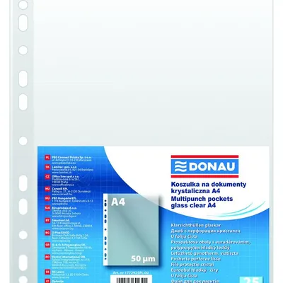 Koszulki Na Dokumenty Donau PP A4 Krystal 50 mikr. 25Szt.