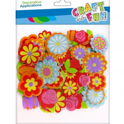 Naklejki z Pianki 48szt. Mix Kwiaty /Craft With Fun 463442