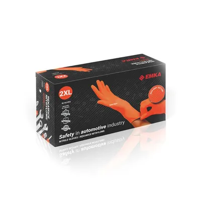 Rękawice Nitrylowe Bezpudrowe Emka 7.0 90 szt. Rozmiar XXL Pomarańczowe /