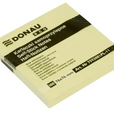 Bloczek Samoprzylepny 76x76 Żółty 12sztuk /Donau