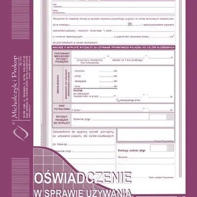 Oświadcz. w Spr. Używ. Prywat. Poj. Do Celów Sł. A5 Offset 811-3 /MiP