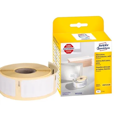Adresowe Etykiety W Rolce Do Termodruku 25x54 mm 1 Rolka/500 szt. Avery AS0722520
