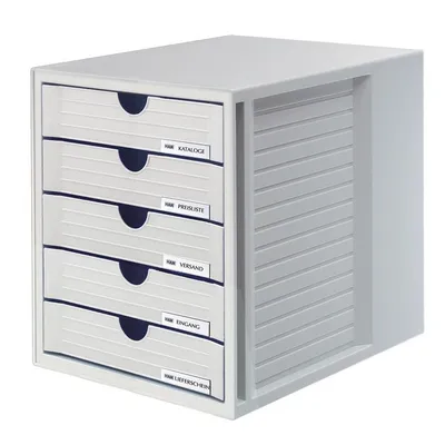 Zestaw 5 Szufladek Han System-Box Polistyren A4 Szary