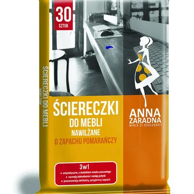 Ściereczki Nasączane do Czyszczenia Mebli 30szt Pomarańczowe /Anna Zaradna