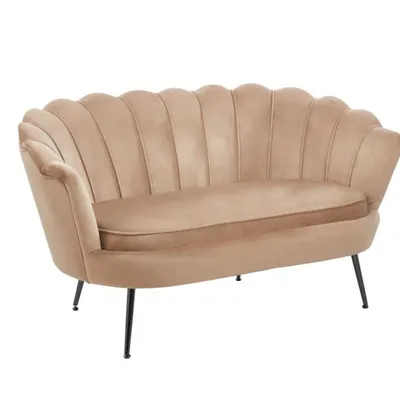 Sofa VIDAL w ciemnym beżowym welurze na czarnych nóżkach
