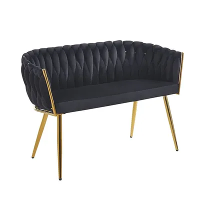 Sofa ROSA w czarnym welurze ze złotymi elementami