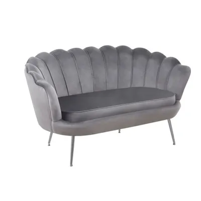 Sofa VIDAL w szarym welurze na srebrnych nóżkach