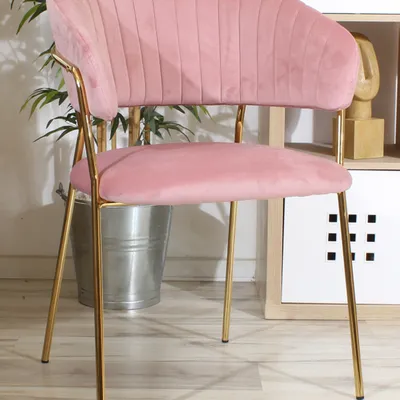 Eleganckie krzesło do jadalni w stylu glamour MARGO 2 różowe welur / złoty