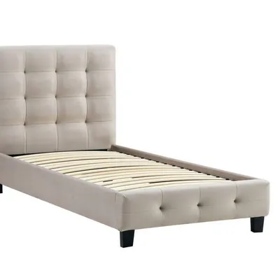 Łóżko tapicerowane BEZZA 90 w kolorze beżowym 90x200 cm