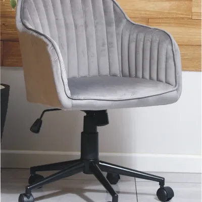 Designerski fotel z weluru EDGAR szary