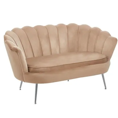 Sofa VIDAL w ciemnym beżowym welurze na srebrnych nóżkach
