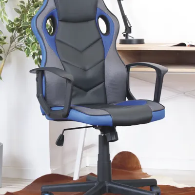 Designerski fotel gamingowy obrotowy VIPER czarno-niebieski