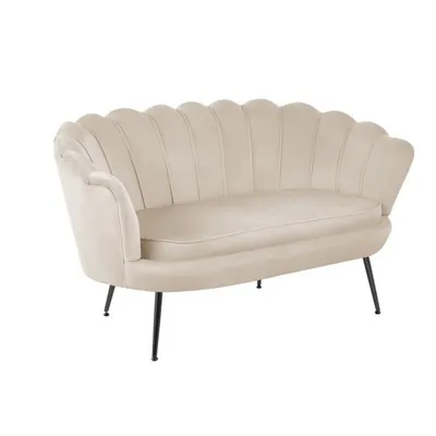 Sofa VIDAL w beżowym welurze na czarnych nóżkach
