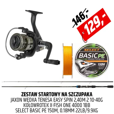 Zestaw Jaxon Tenesa Easy Spin z kołowrotkiem X-Fish One i plecionką