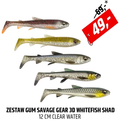Zestaw gum Savage Gear 3D Whitefish Shad Clear Water