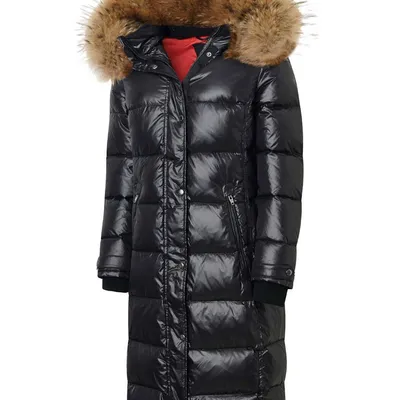ROCKANDBLUE FARROW COAT 110 cm - Puchowy płaszcz z kapturem i kołnierzem z jenota w kolorze naturalnym