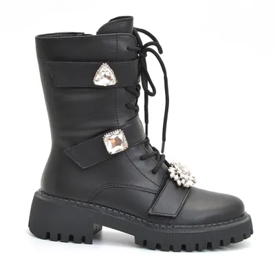 Botki skórzane scaviola damskie w stylu glam czarne s-173