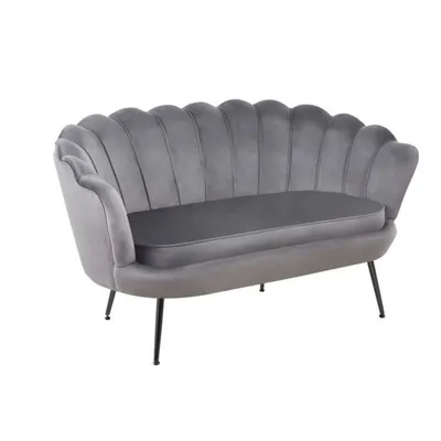 Sofa VIDAL w szarym welurze na czarnych nóżkach