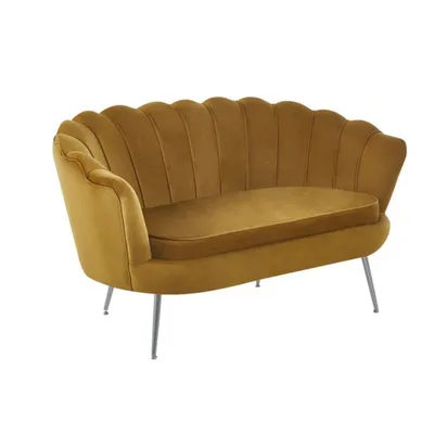Sofa VIDAL w miodowym welurze na srebrnych nóżkach