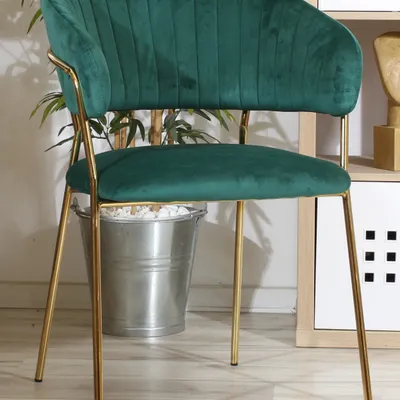 Eleganckie krzesło do jadalni w stylu glamour MARGO 2 zielone welur / złoty