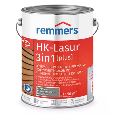 Remmers HK-Lazura 3w1 Plus Platynowy 5 L – impregnat do drewna zewnętrznego