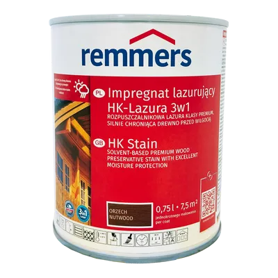Remmers HK Lasur 0,75 L Orzech Włoski – Impregnat 3w1 do drewna