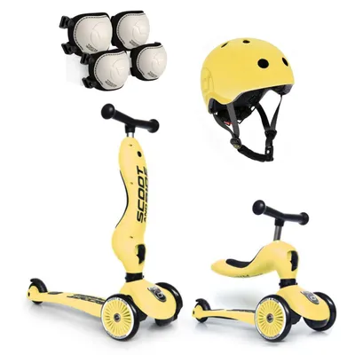 Jeździk i Hulajnoga Scootandride Lemon 2W1 + kask + ochranicze