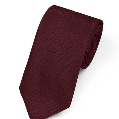Bordowy krawat męski z jedwabiu 100% – elegancki, włoski, 8 cm