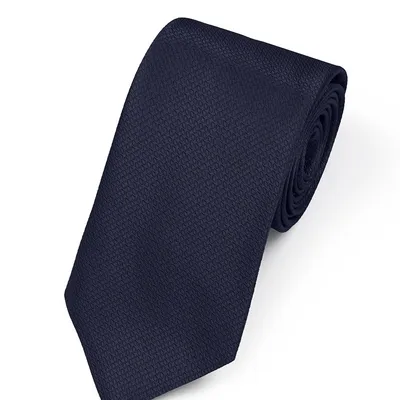 Granatowy krawat męski z jedwabiu 100% – włoski, klasyczny, 8 cm