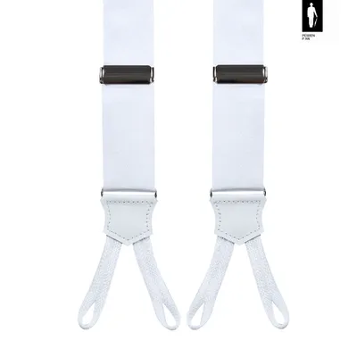 Szelki męskie z jedwabiu White Formal Classic
