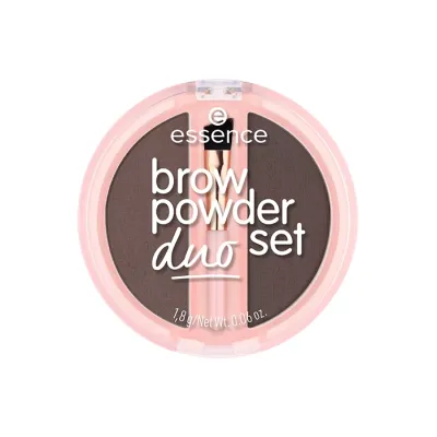 Essence Brow Powder Duo Set zestaw pudrowych cieni do stylizacji brwi z pędzelkiem 03 Dark 1,8g