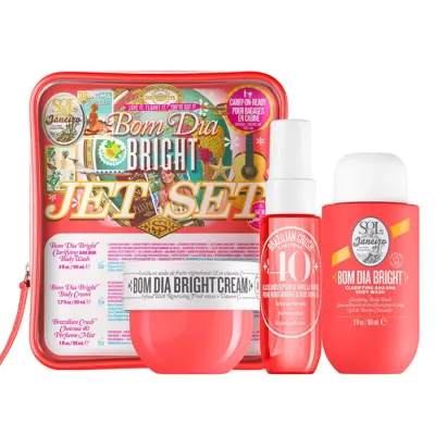 Sol de Janeiro Bom Dia Bright Jet Set żel pod prysznic 90ml + krem do ciała 50ml + spray 30ml