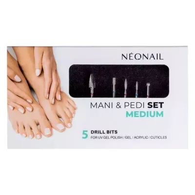 NEONAIL MANI & PEDI SET MEDIUM ZESTAW FREZÓW 5 SZTUK