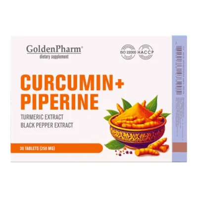 GoldenPharm suplement diety kurkumina i piperyna 30 tabletek