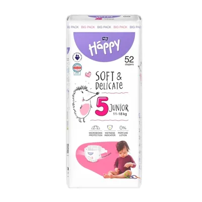 Bella Baby Happy Soft & Delicate 5 Junior 11-18kg pieluchy 52 sztuki