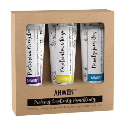 Anwen zestaw odżywek do włosów o wysokiej porowatości Róża 100 ml + Orchidea 100 ml + Bez 100 ml
