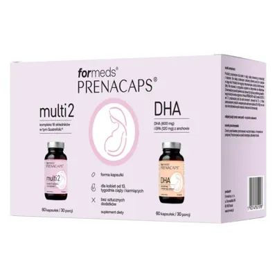 ForMeds PRENACAPS multi 2 + DHA zestaw suplementów diety dla kobiet w ciąży i karmiących 2x60 szt