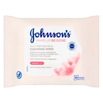 Johnson's Make-up Be Gone odświeżające chusteczki do demakijażu twarzy 5w1 Normal Skin 25szt