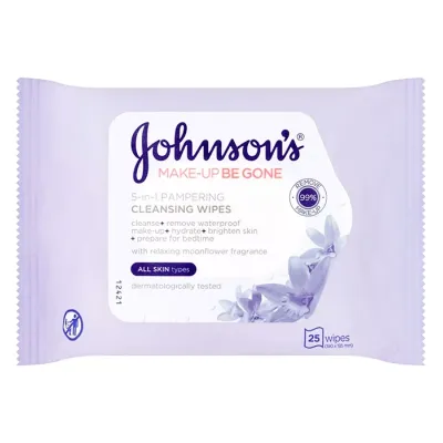 Johnson's Make-up Be Gone 5w1 Pampering chusteczki do demakijażu twarzy 25 sztuk