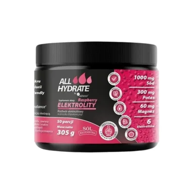 Aliness AllHydrate suplement diety elektrolity Raspberry 305 g
