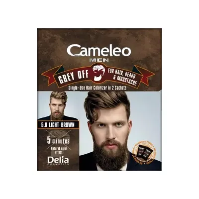 DELIA CAMELEO MEN GREY OFF FARBA DO WŁOSÓW I BRODY W SASZETCE 5.0 LIGHT BROWN 2x15ML