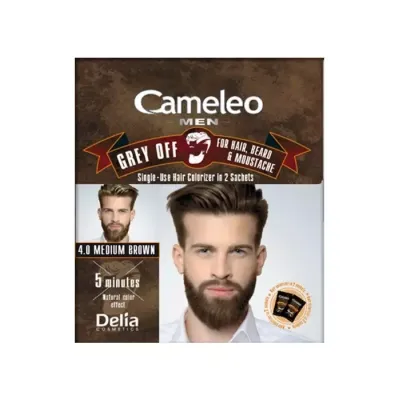 DELIA CAMELEO MEN GREY OFF FARBA DO WŁOSÓW I BRODY W SASZETCE 4.0 MEDIUM BROWN 2x15ML