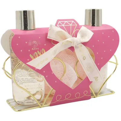 Aurora Xoxo White Tea zestaw prezentowy żel pod prysznic 150 ml + balsam 150 ml + gąbka pod prysznic