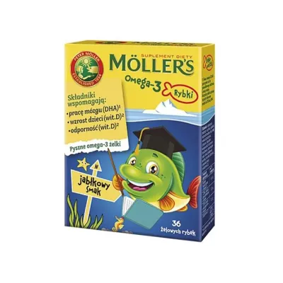 Moller's Omega-3 Rybki suplement diety dla dzieci jabłkowy 36 żelek