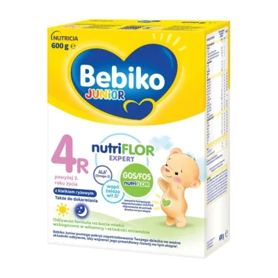 Bebiko NutriFlor Expert 4 R odżywcza formuła na bazie mleka z kleikiem ryżowym po 2 roku życia 600 g