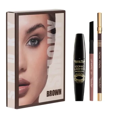 Pierre Rene Smoky Brown zestaw do makijażu kredka do oczu + konturówka + tusz do rzęs
