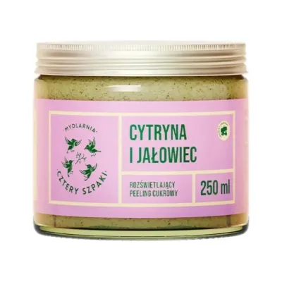 Mydlarnia Cztery Szpaki rozświetlający peeling cukrowy Cytryna i Jałowiec 250ml