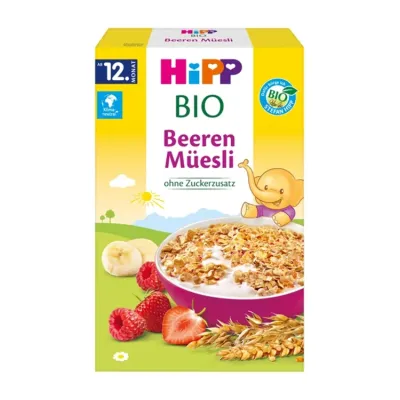 HiPP Bio od pokoleń musli wielozbożowe od 12 miesiąca życia Truskawki-Maliny 200g