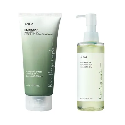Anua Heartleaf zestaw kosmetyków pianka do mycia twarzy 150 ml + olejek do oczyszczania twarzy 200 ml